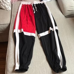 Red, Black and White Joggers